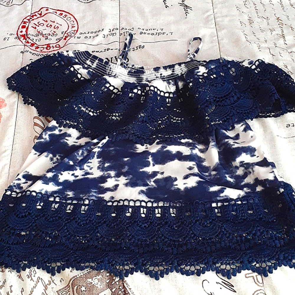 Blue and white tie-dye shirt
